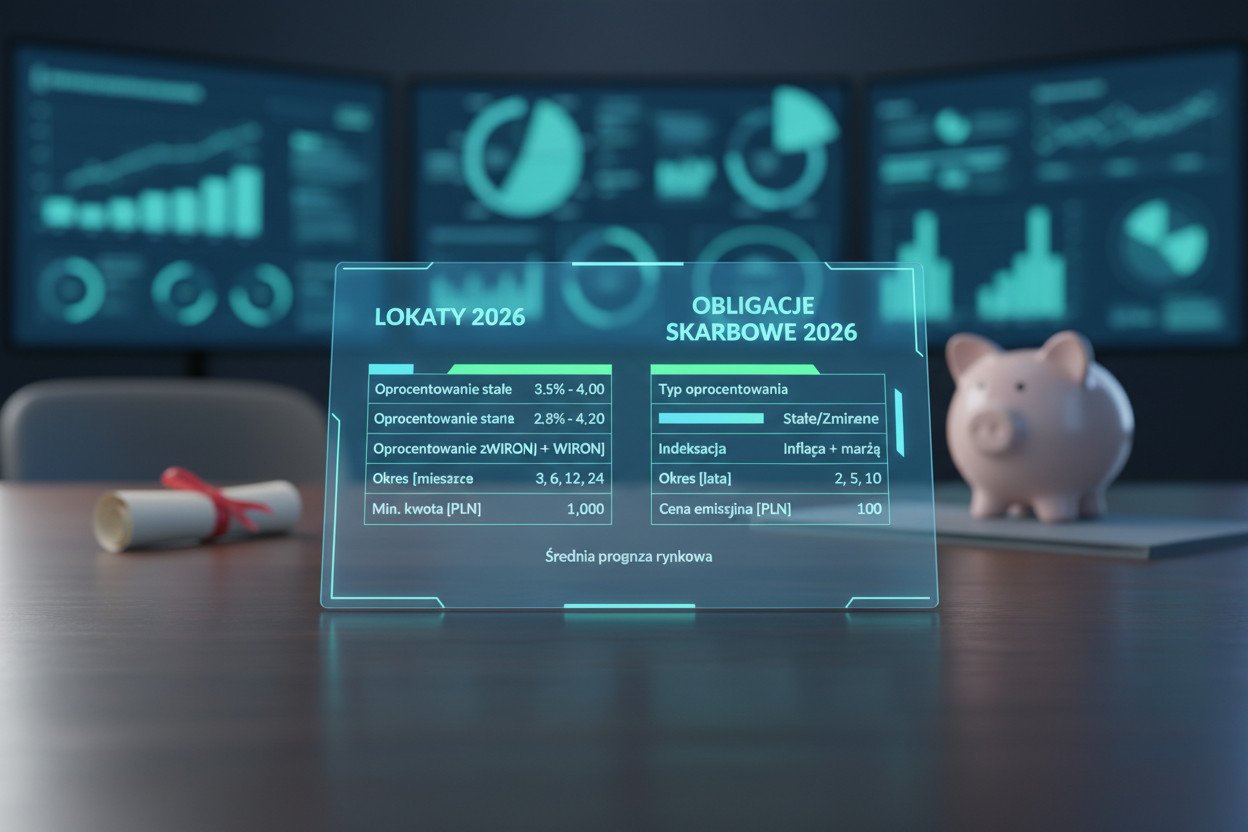 Oprocentowanie lokat i obligacji skarbowych w 2026 — tabela porównawcza